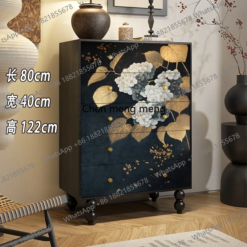 New Chinese-style bucket cabinet, living room against the wall, solid wood locker, tea room entrance locker