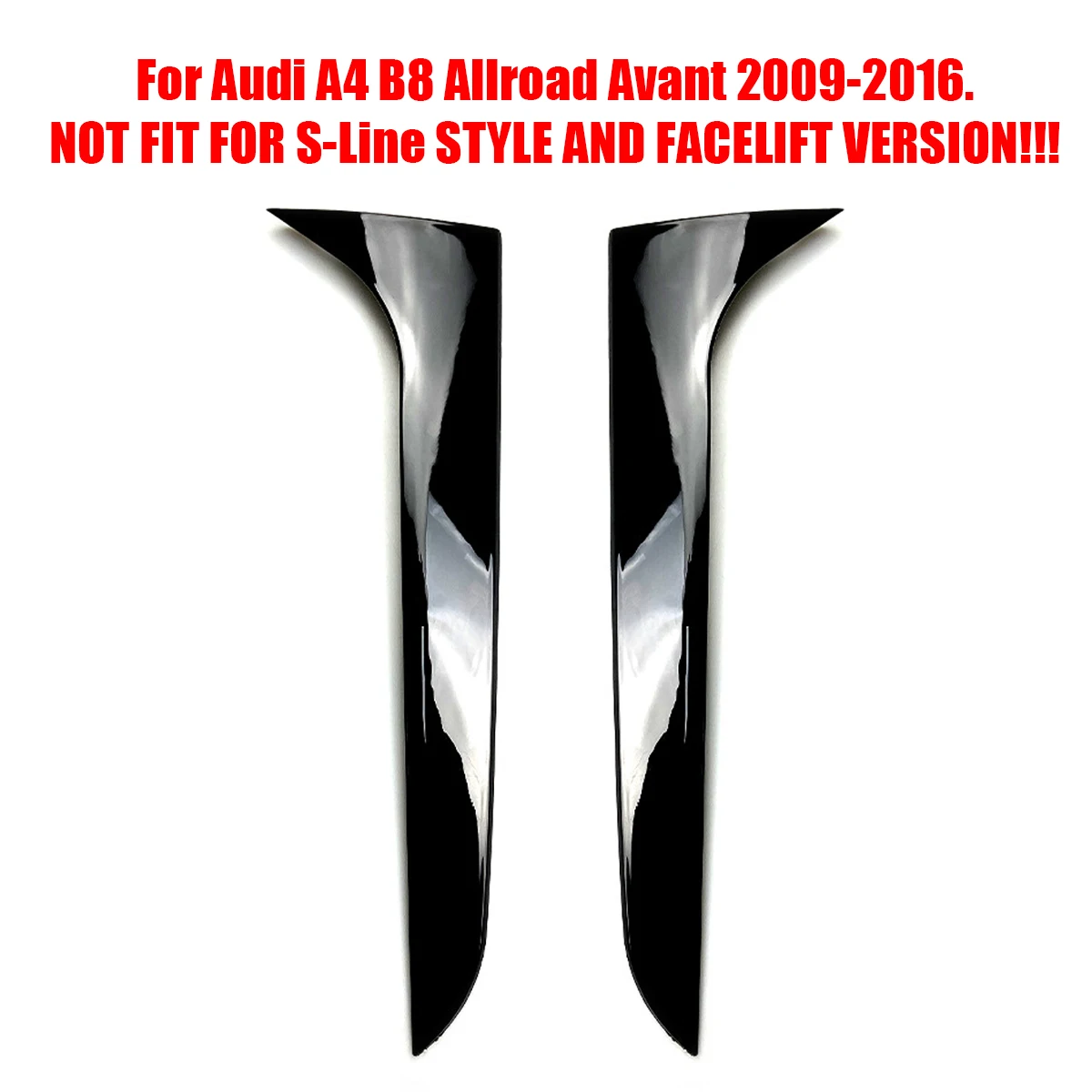 Glänzend schwarze Heckscheiben-Seitenspoiler-Abdeckung für Audi A4 B8 Allroad Avant 2009 2010 2011 2012 2013 2014 2015 2016. Heckspoiler