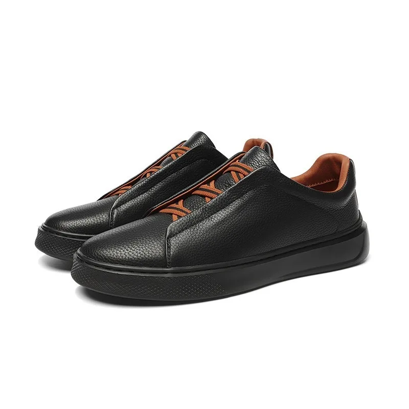 

Мужские повседневные спортивные туфли из натуральной кожи, нескользящие, на шнуровке, легкие, дышащие и удобные, на резиновой подошве, плоские мужские повседневные туфли