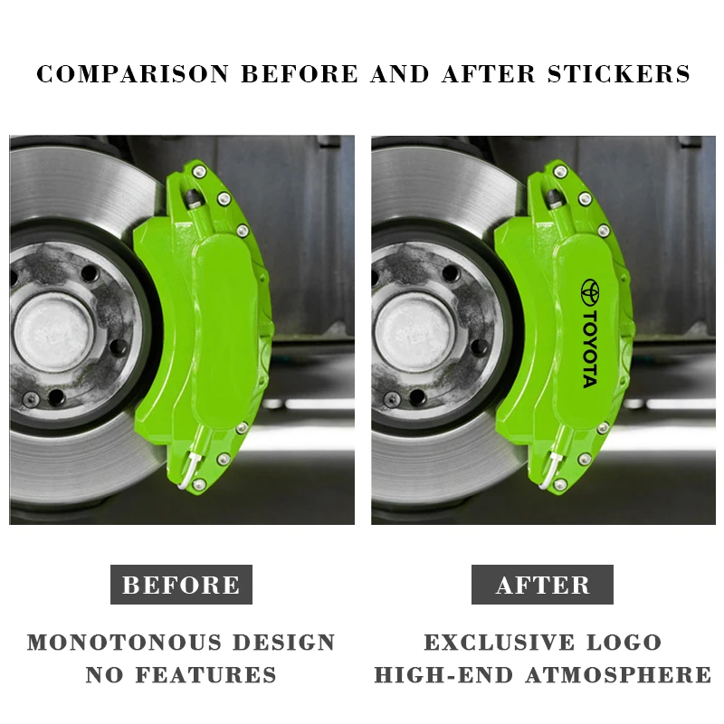 6 قطعة سيارة الفرامل الفرجار ملصق مائي شعار سيارة عجلة اكسسوارات الديكور لتويوتا كورولا كامري هايلكس بريوس أفينسيس أوريس GR