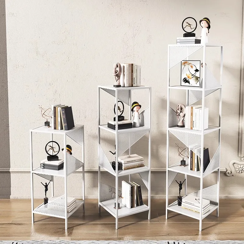 Nordic Style Wrought Iron CD Rack Creative Storage Shelf for Living Room Simple Bookshelf Red