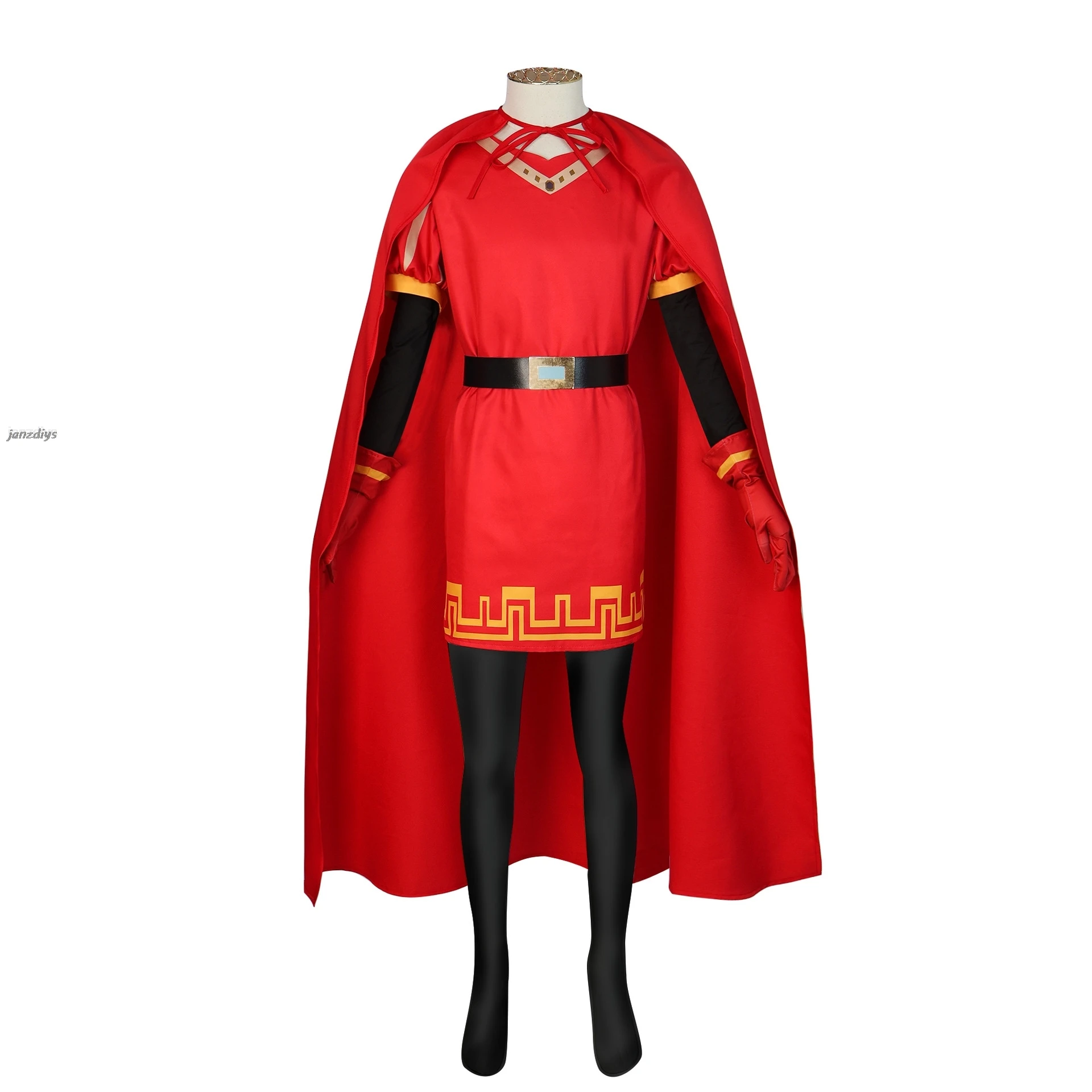 Lord Farquaad Cosplay Anime Costume uniforme mantello guanto cappello Set Cosplay medievale festa di Halloween vestito rosso per bambino donna uomo