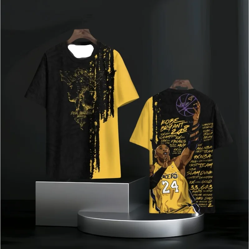 Kobe Black Mamba Memorial Tribute No. 24 Basketball Printed Short Sleeved Men's T-shirt Street Round Neck Sports Casual Loose