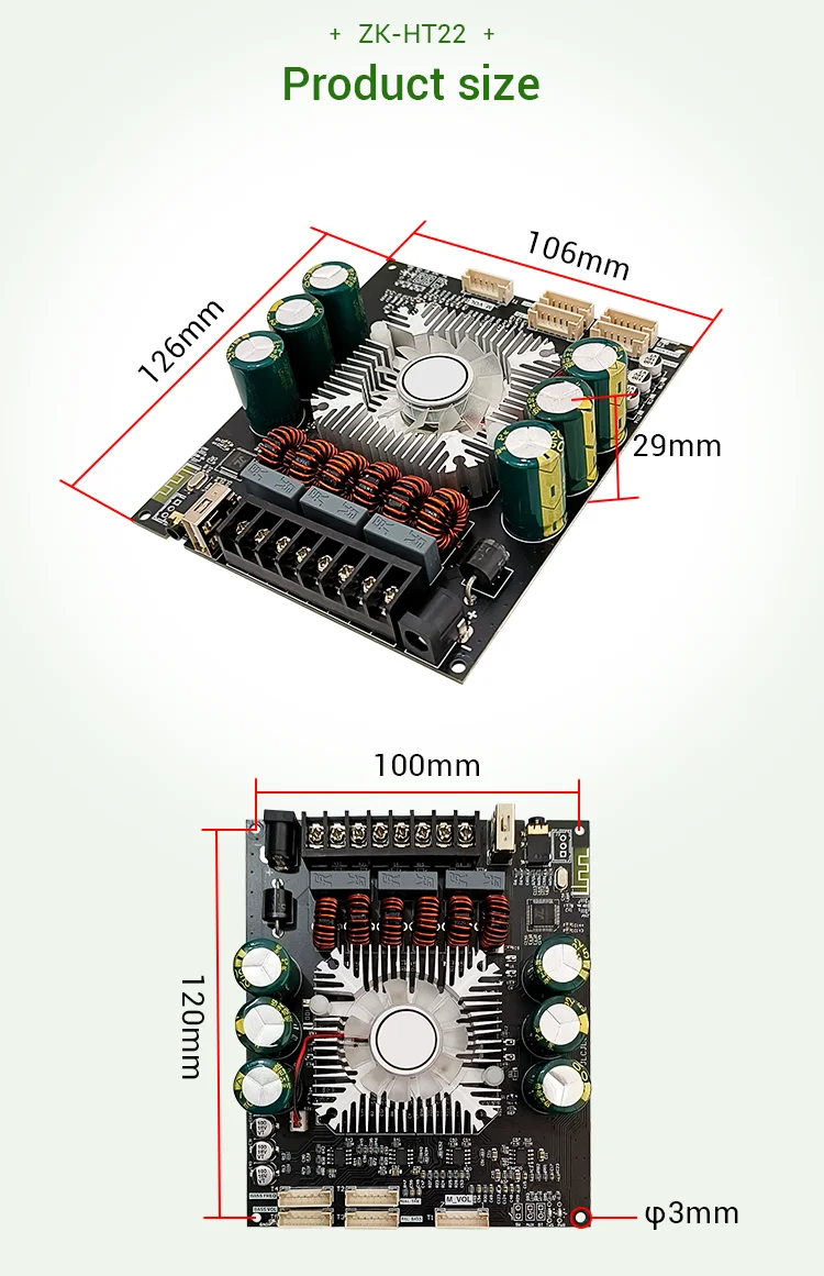 Placa de Amplificador de Potência Subwoofer 2.1 Canal 160W × 2 15V-36V Módulo Amplificador de Potência de Áudio com Controle de Baixo Treble HiFi Stere