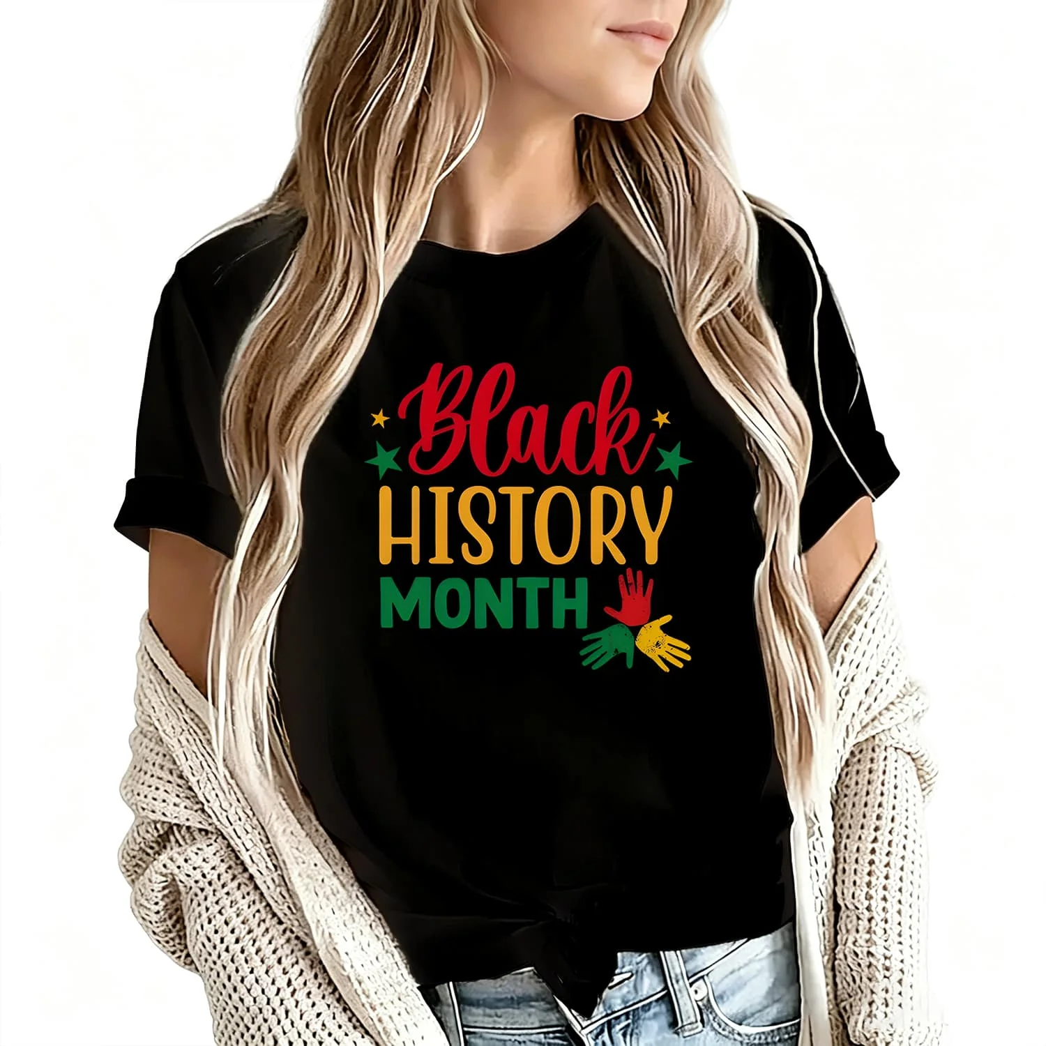 Black History Month Women's T-Shirt 100% Cotton Funny Graphic Short Sleeve Tee Novelty Shirt Casual Crew Neck Top S-5Xl