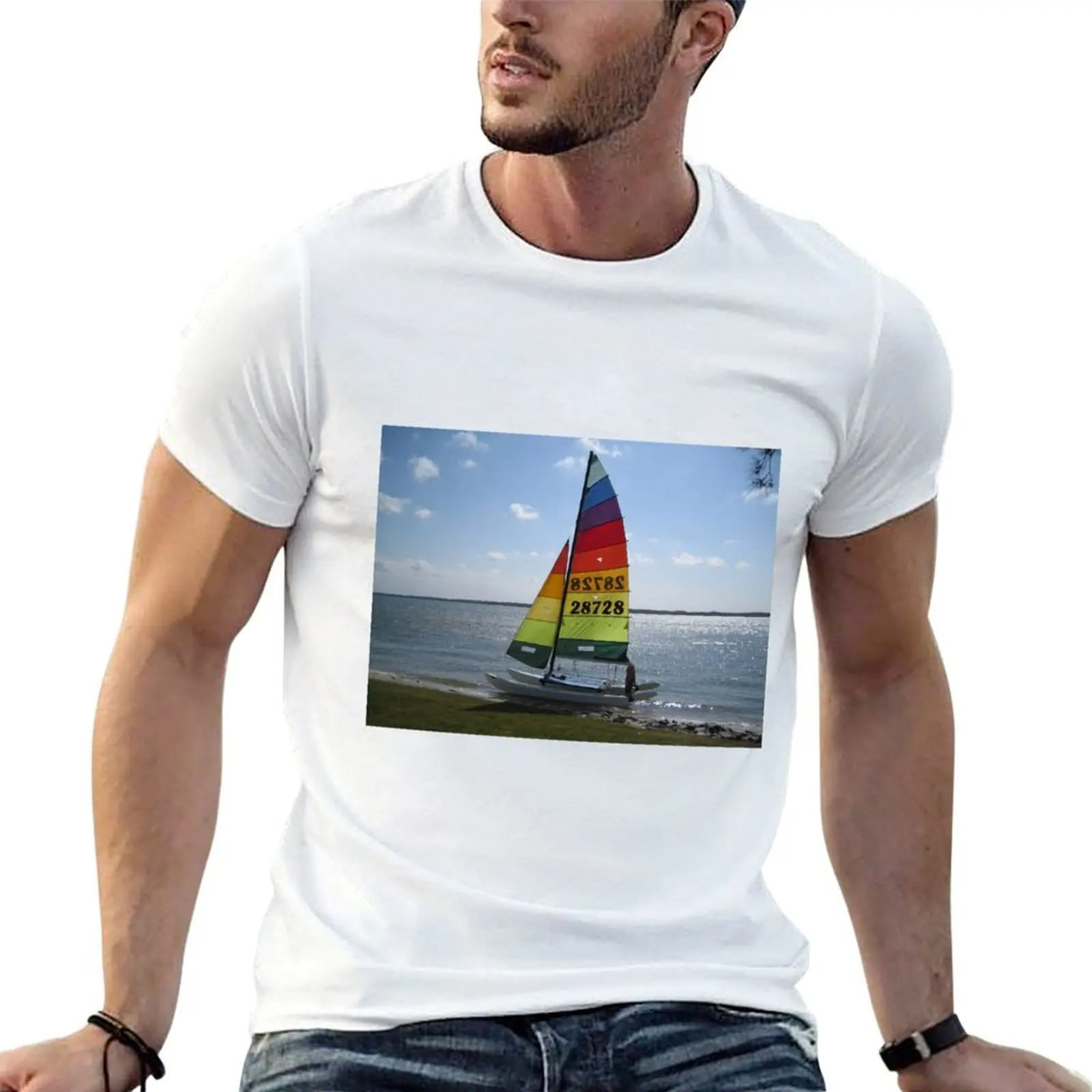Catamaran Sailing T-Shirt Basic Short Sleeve T-Shirt for Men