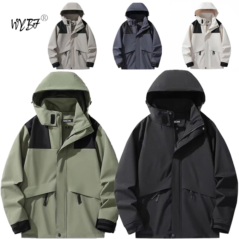 2024 Spring Autumn Men's Outdoor Hiking Jackets Waterproof Hooded Windproof Men Leisure Travel Men's Clothing Male Coat