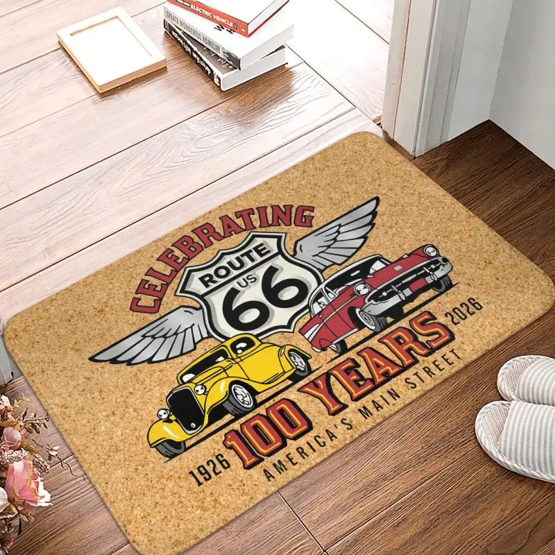 Custom Americas Highway Route 66 Floor Door Bathroom Kitchen Mat Anti-Slip Outdoor Doormat Garage Entrance Rug Carpet Footpad