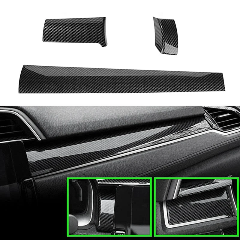 Car Interior Dashboard Panel Cover Trim Styling For Honda Civic 10Th Gen 2016 2017 2018 2019-2021 Carbon Fiber Look