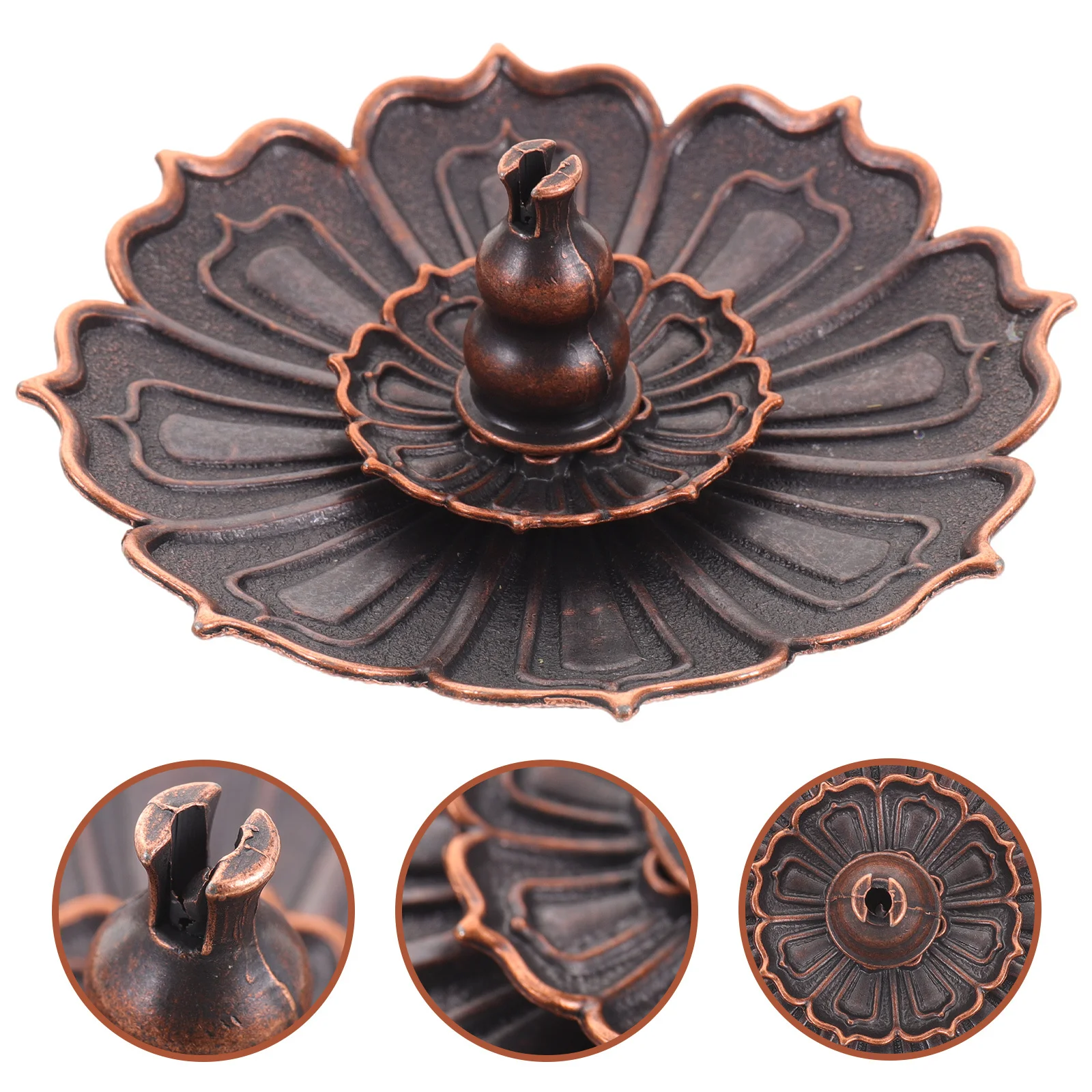 

Stable Base Alloy Incense Holder for Sticks Elegant Lotus Design Desktop Incense Burner Home Decor Aroma Plate Tray
