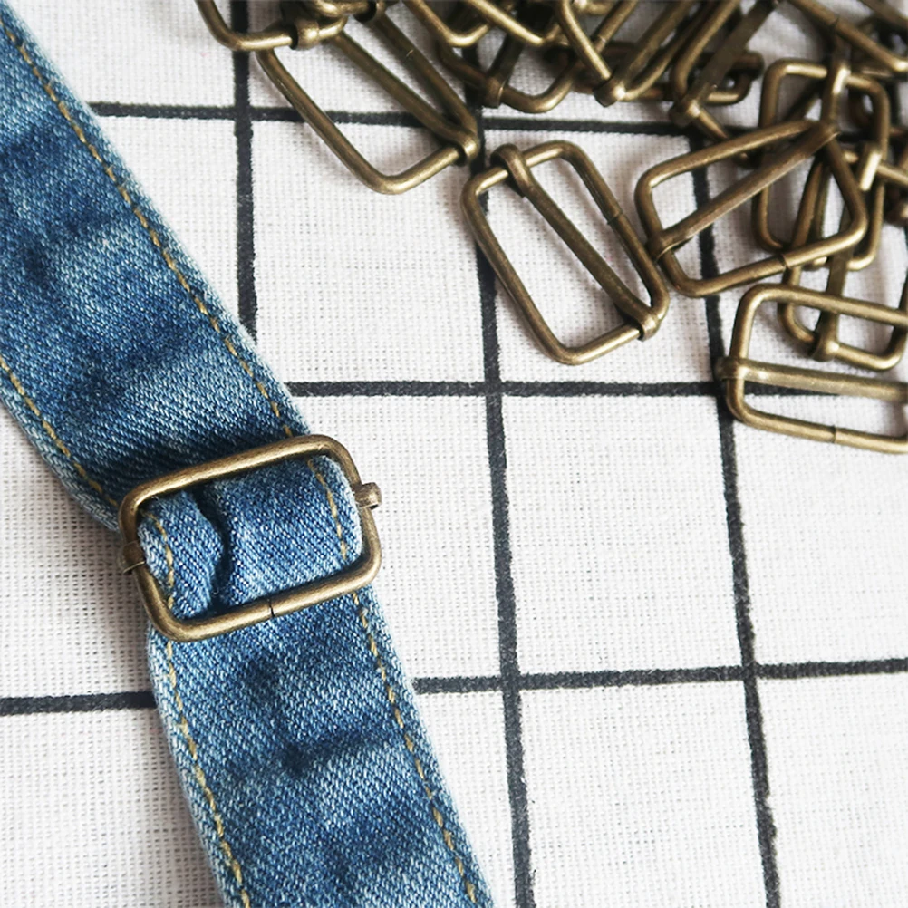 

20pcs Silver Slide Buckles Metal Strap Adjuster For Backpack Luggage Handbag Belt Harness Roller Pin Square Fastener Craft