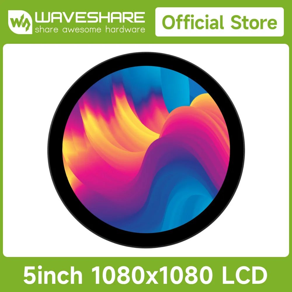 Waveshare 1080 × 1080 5inch HDMI Round Touch Display for Raspberry Pi, IPS 10-Point Touch