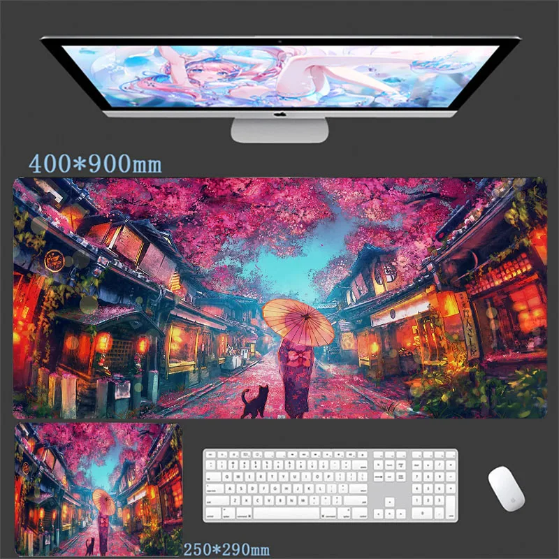 Big Gaming Mouse Pad Gaming Speed Keyboard Pads Mountain Hd Print Mouse Pad XXL Rubber Carpet Locked Edge Mouse Mat 900x400mm