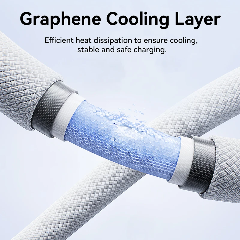 Kabel Baseus 240W Typ-C do szybkiego ładowania i transmisji danych USB-C do USB-C Graphene PD QC Quick do MacBook Pro, iPhone 17 16, Samsung — zdjęcie produktu 4
