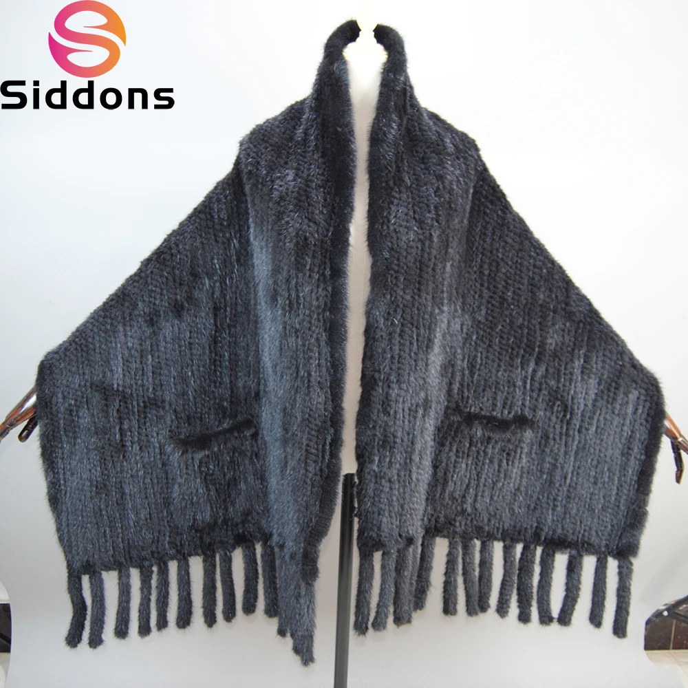 Gorąca wyprzedaż Lady Long Style 100% prawdziwych futrzych szalików damskich Zimowy szalik z prawdziwego futra z norek Naturalne ciepłe futro z norek Pashmina