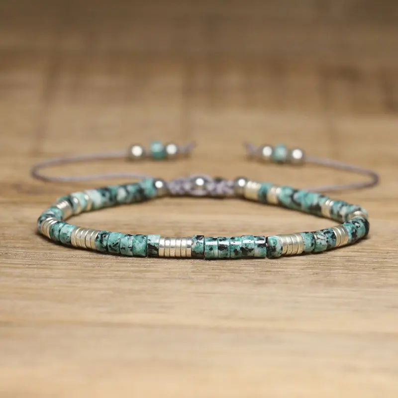 Red Agate or Granite Stone Bracelet Boho Style Handmade Weave Adjustable Bracelet Dainty Birthday Gifts for Women Beads Jewelry