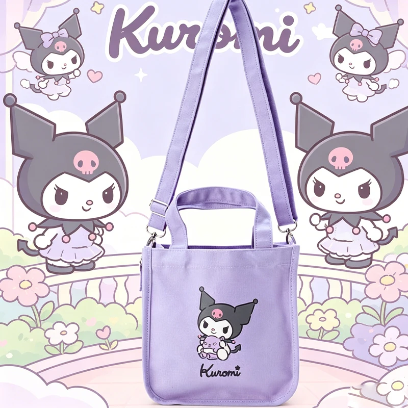 Hello Kittys Crossbody Bag Kuromi Canvas Crossbody Bag Cartoon Environmental Friendly Printing Tote Bag Cute Printing