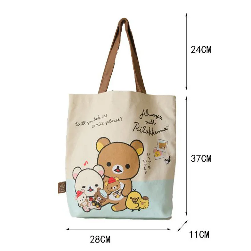 New Kawaii Cute Rilakkuma Canvas Bag borsa a tracolla Cartoon Anime Printed Handbag Leisure Versatile Shopping Bag Gift For Girls