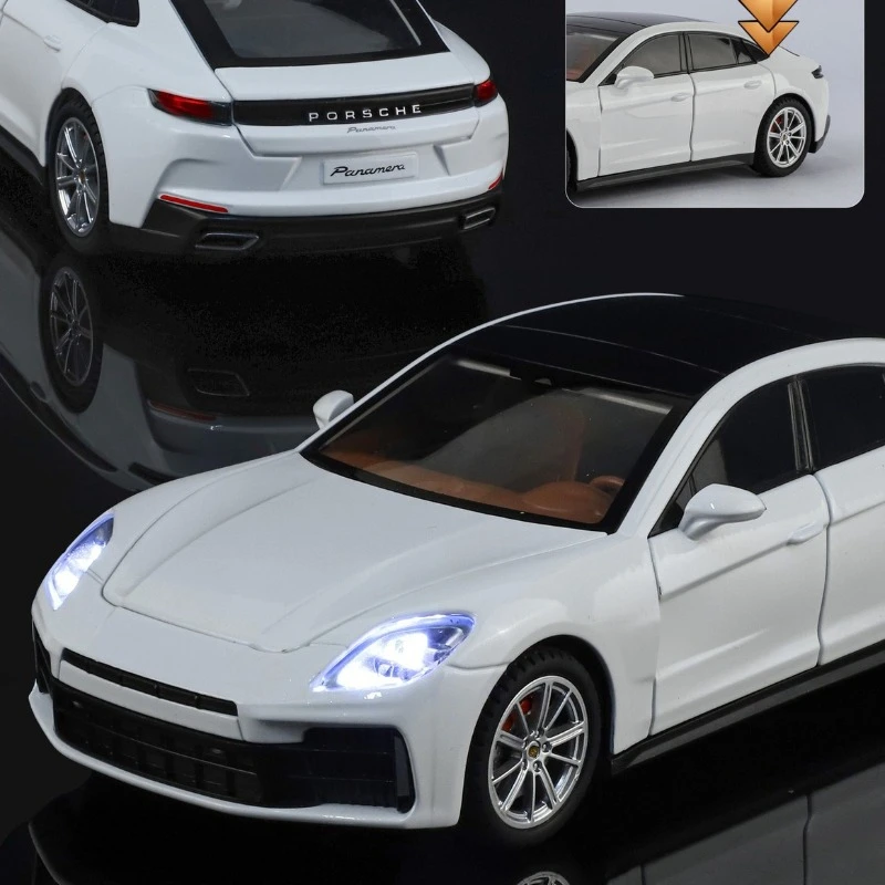1:24 panamera liga de metal modelo fundido carro som e luz puxar para trás veículo miniauto presente de feriado com meninos