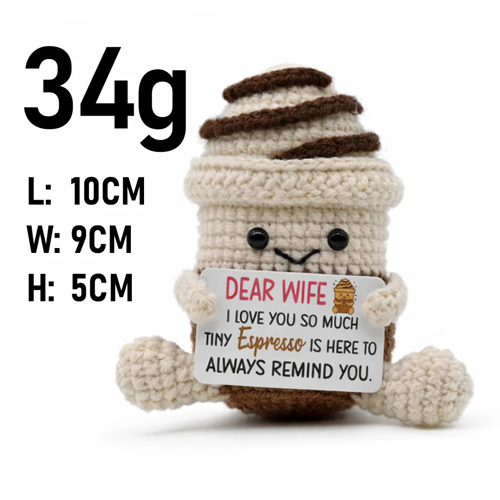 FoodSeries Positive Energy Coffee Beer Crochet Doll Handmade Knitted Decor Ornament Encouragement Card Mini Desk Decor Gift view 5