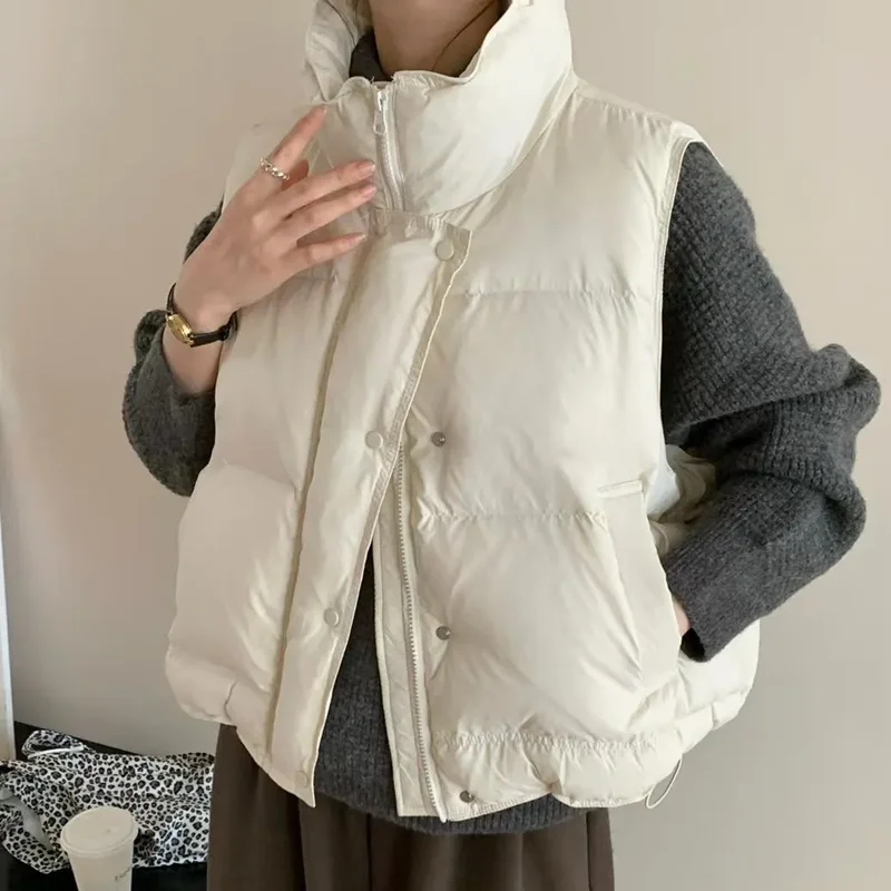 Gilet court décontracté en coton pour femme, nouvelle mode coréenne, veste sans manches, ample, vêtements d'extérieur, automne hiver, T1512