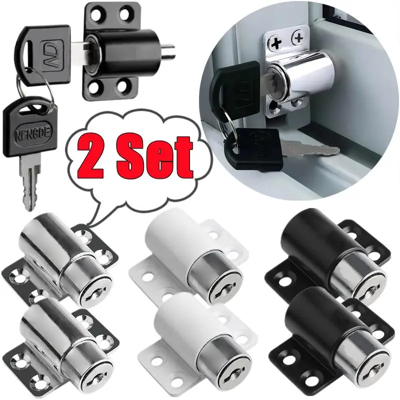 New 2/1Set Sliding Door Window Locks With 2 Keys Baby Child Safety Protection Antitheft Door Window Security Lock Catches Set