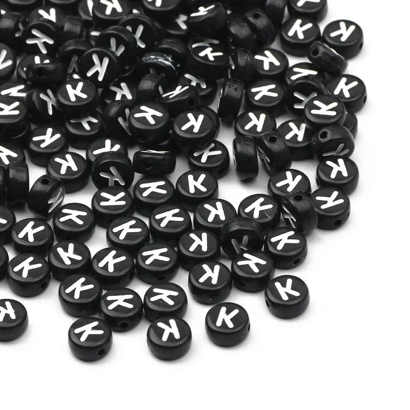 100-500PCS Schwarz Runde Acryl Buchstaben Perlen A-Z Alphabet Lose Perlen Für Schmuck Machen DIY Halskette Armband handgemachte Handwerk – Detail 13