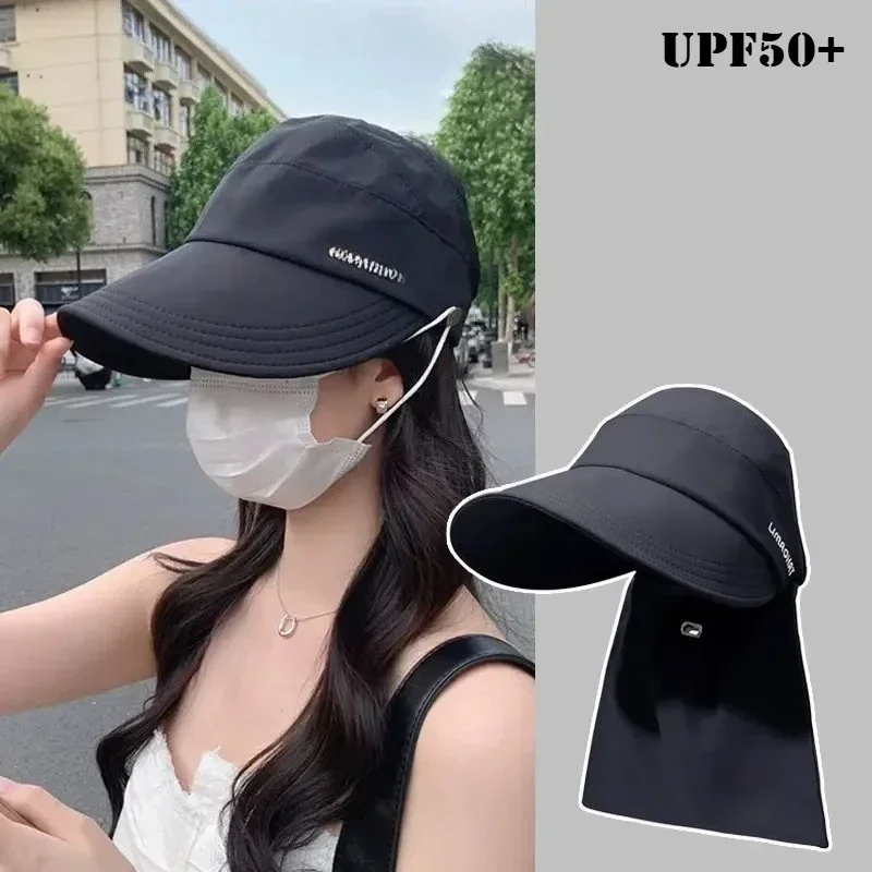 

Spring Summer Women's Quick Dry Sun Protection Hat Travel Sunshade Neck Protection Duckbill Cap Personality Niche Outdoor Beach