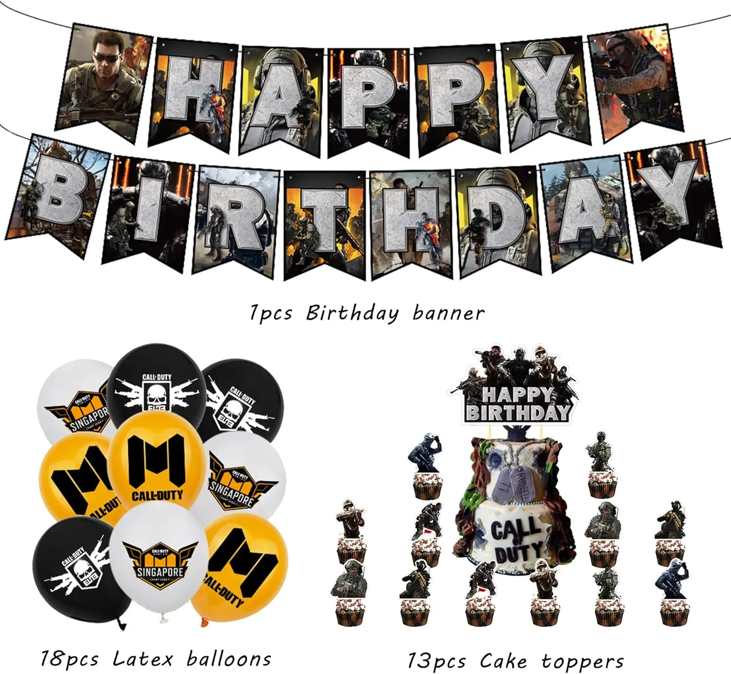 Party Supplies Call of Duty Cake Topper Game Birthday Decorations Video Game Balloons Call of Duty Birthday Cake Game Birthday