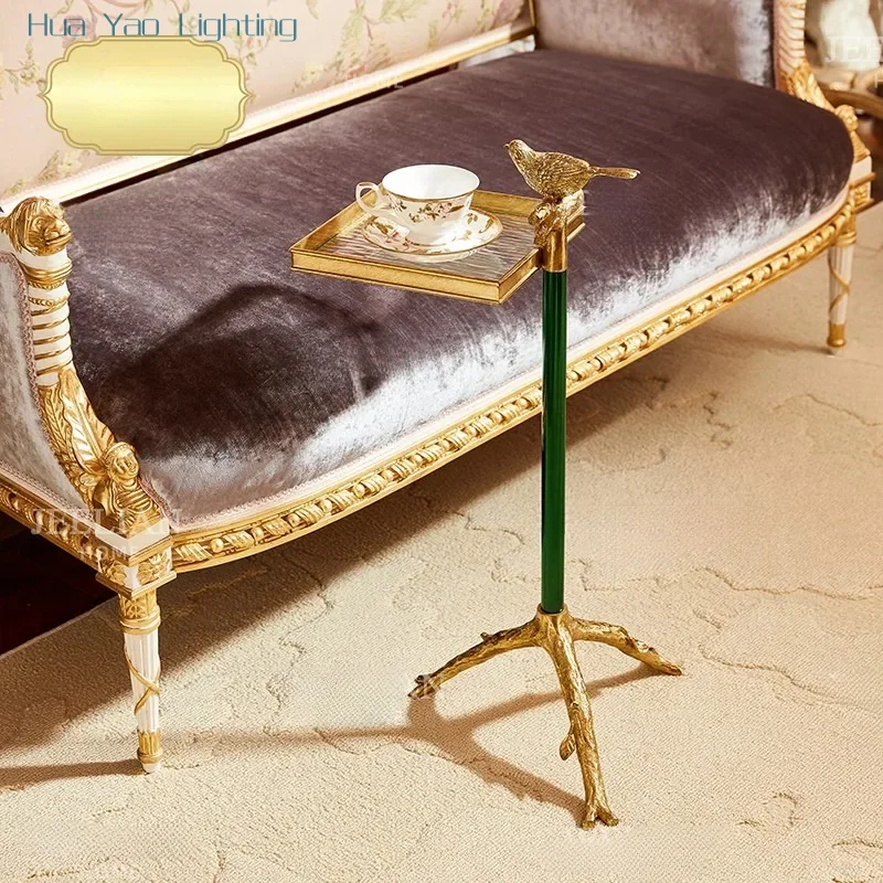 Home Furnishing European Italian Light Luxury All Copper Art Edge Corner Couple Living Room Sofa Leisure Golden Small Cof
