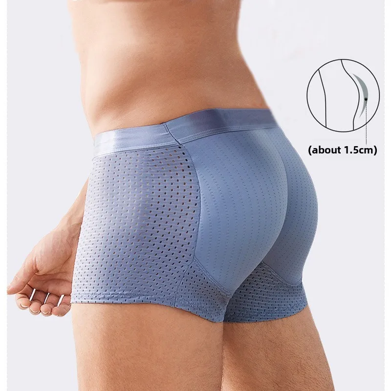 

Men Trunks Built-in Fake Butt Hip Lifter Enhancer Shorts Boxer Briefs Padded Underwear Shapewear Underpants Nylon Breathable