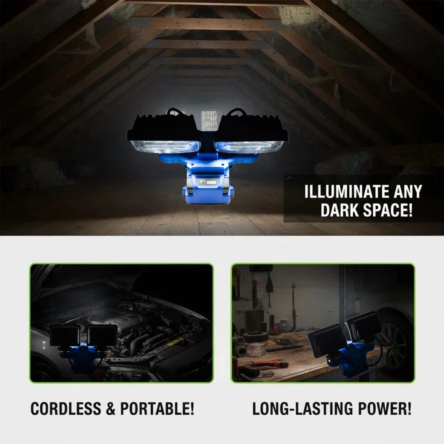 LED Work Light for Kobalt 24V Li-ion Battery Used for Outdoor Camping, Fishing Equipment Maintenance Lighting Fixtures