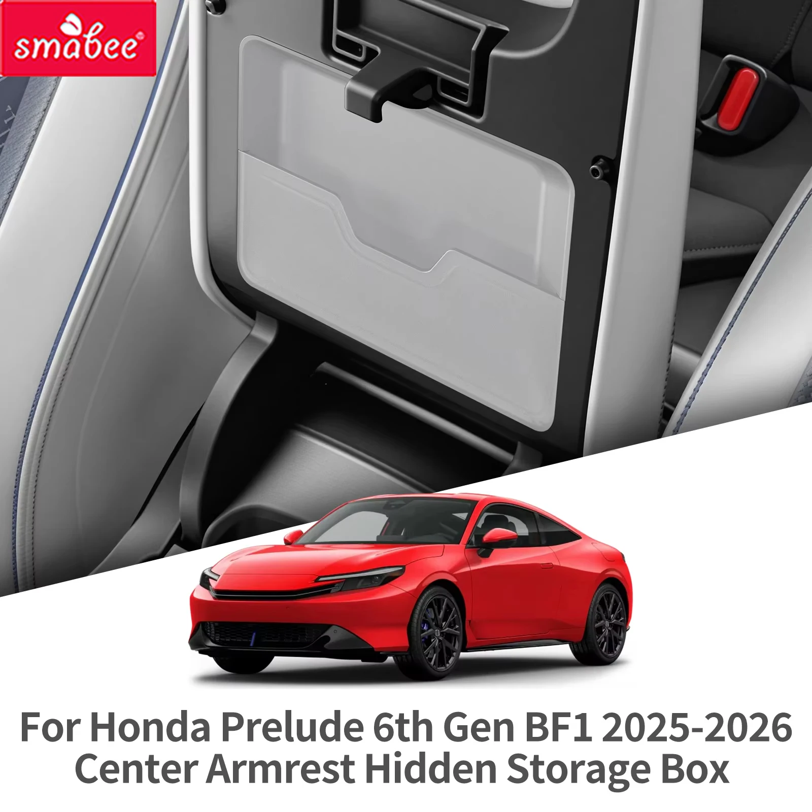 Smabee for Honda Prelude 6th Gen BF1 2025-2026 Transparent Hidden Center Console Armrest Storage Tray Interior Accessories