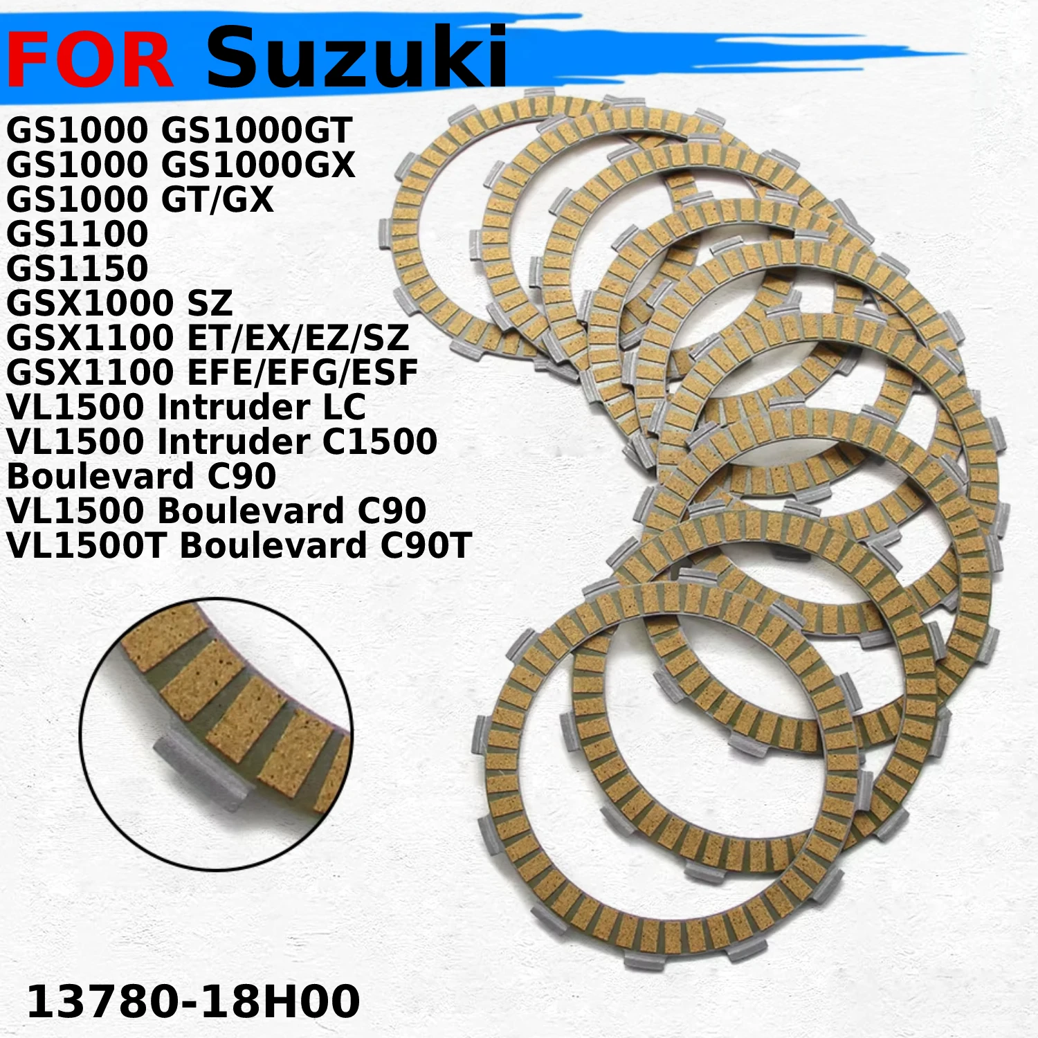 

Motorcycle Friction Clutch Plates Disc For Suzuki VL1500 Intruder LC C1500/ Boulevard C90 VL1500T C90T 21441-49200/21441-31D20