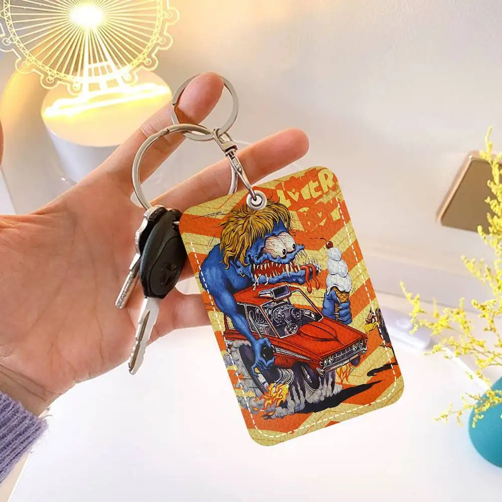 Porta-cartões retangular engraçado R-Rat F-Fink, porta-cartões de crédito crachá, porta-cartões de identificação de estudante, capa de cartões de ônibus