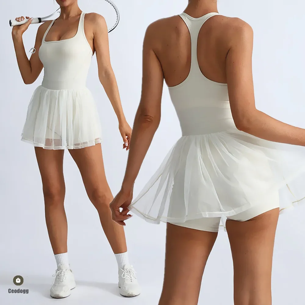 

Шифоновый спортивный комплект для йоги, комбинезон, женские антишорты для фитнеса, балета, активная одежда, женское платье для тренажерного зала, тенниса, юбка XP159