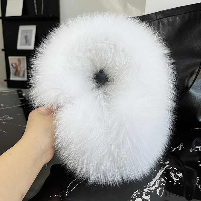 Winter Natural Real Fox Fur Earmuffs Plush Warm Decorate Women Cute Solid Ear Warmer Headphones Neck Warm Bib Scarf