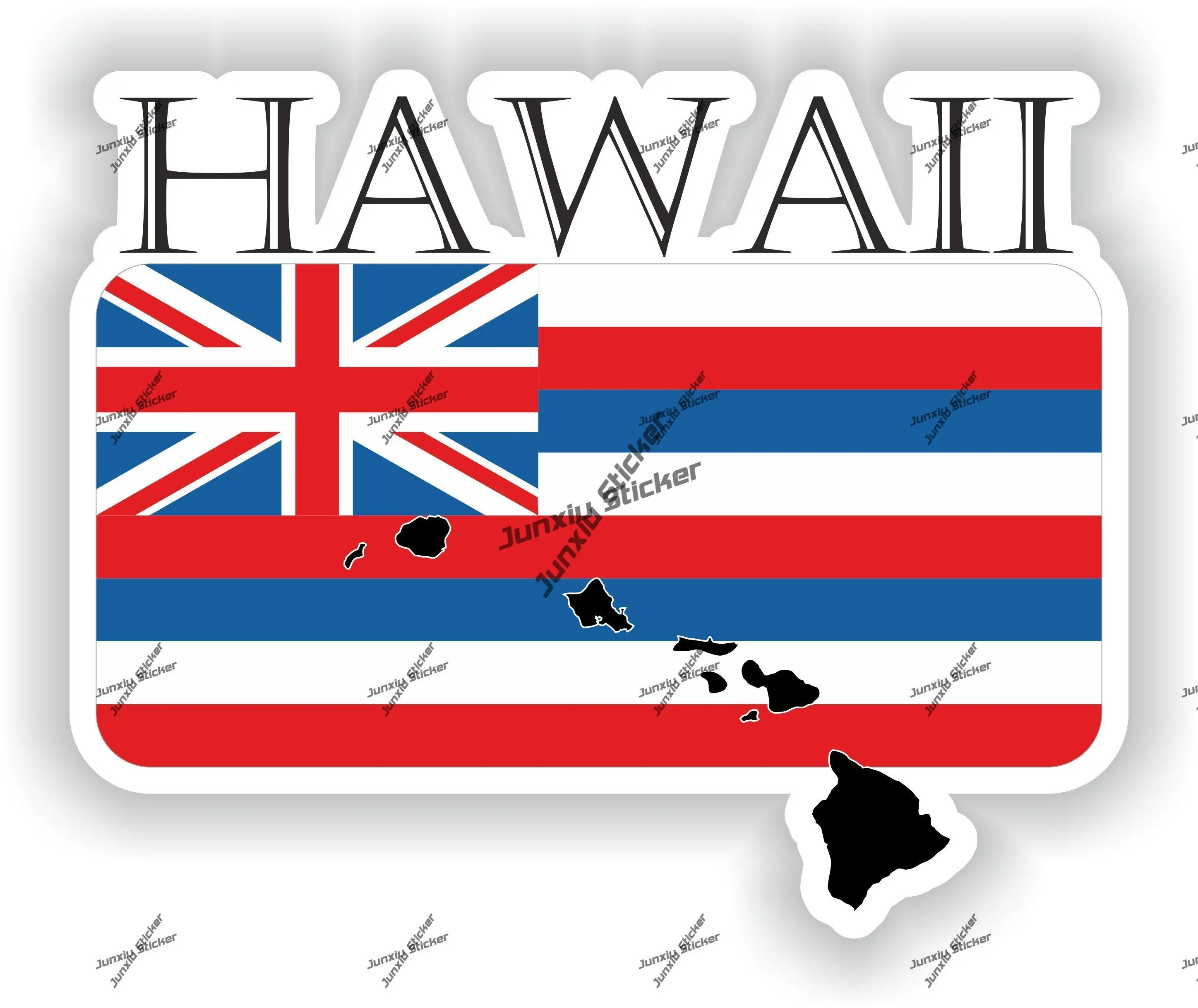 

Hawaii Sticker Coat of Arms of America Hawaii Flag with Graphical Outline Waterproof Decor for SUV Window Bike Car Accessories