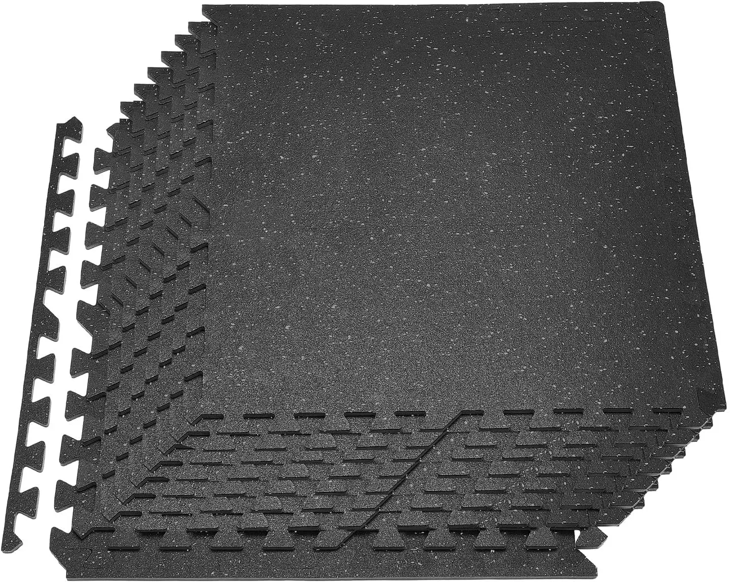 

Interlocking Gym Mats 48 sqft 12 Tiles Rubber Top with High Density EVA Foam for Home Gym, Durable Floor Protection, Noise