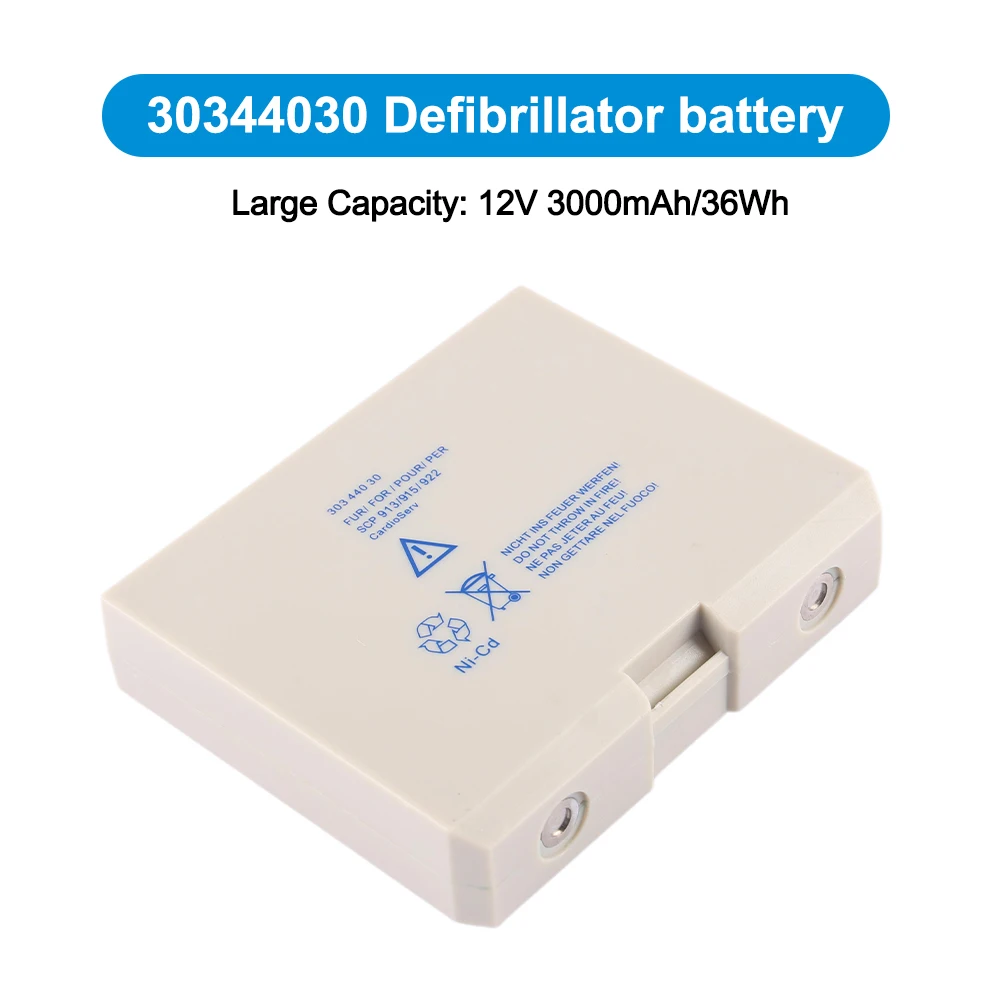 12V 3000mAh/36Wh 30344030 Replacement ReBattery For GE Hellige Cardioserv Defibrillator SCP913/915/922