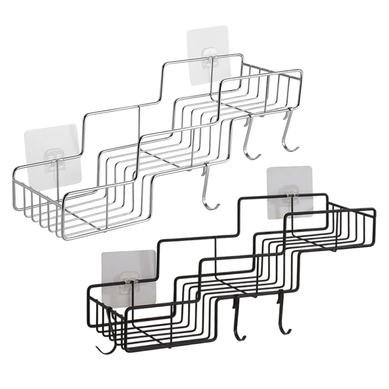 

3-ступенчатая полка для корзины для душа, стеллаж для хранения в ванной комнате для подвешивания бритвы, органайзер для шампуня, настенная кухонная полка