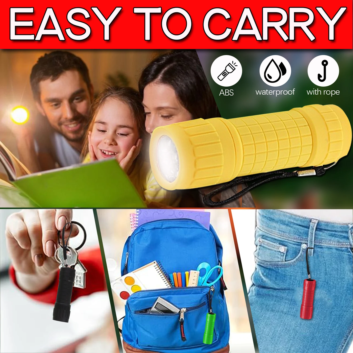 9 LED Flashlight Household Lighting Mini Portable Lamp Outdoor Waterproof Handlight Emergency Camping Fishing Lantern