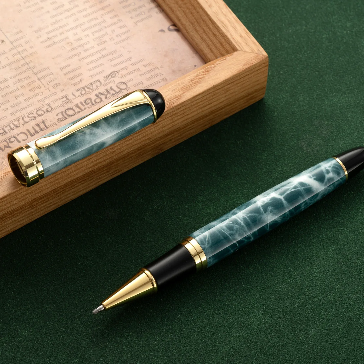 1PC Retro Ballpoint PenTexture Luxury Gold Trim Fine Nib Office Customization Writing Pen Perfect Gift For Stationery Supplies