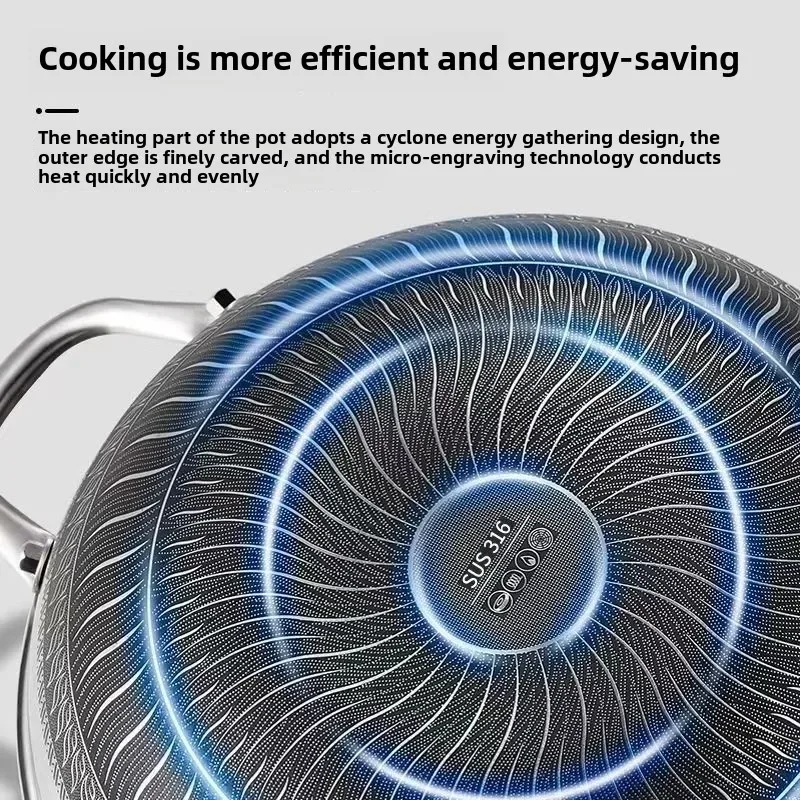 Thickened 316 stainless steel wok Household non-coated honeycomb non-stick cooker induction cooker gas stove universal cooker