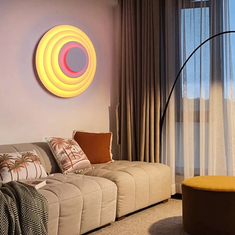 Imagem -04 - Marconjunto Lâmpada de Parede Concêntrica Sala de Estar Dream Circle Wall Light Mural Colorido Arandelas do Quarto Iluminação Corridas Escada