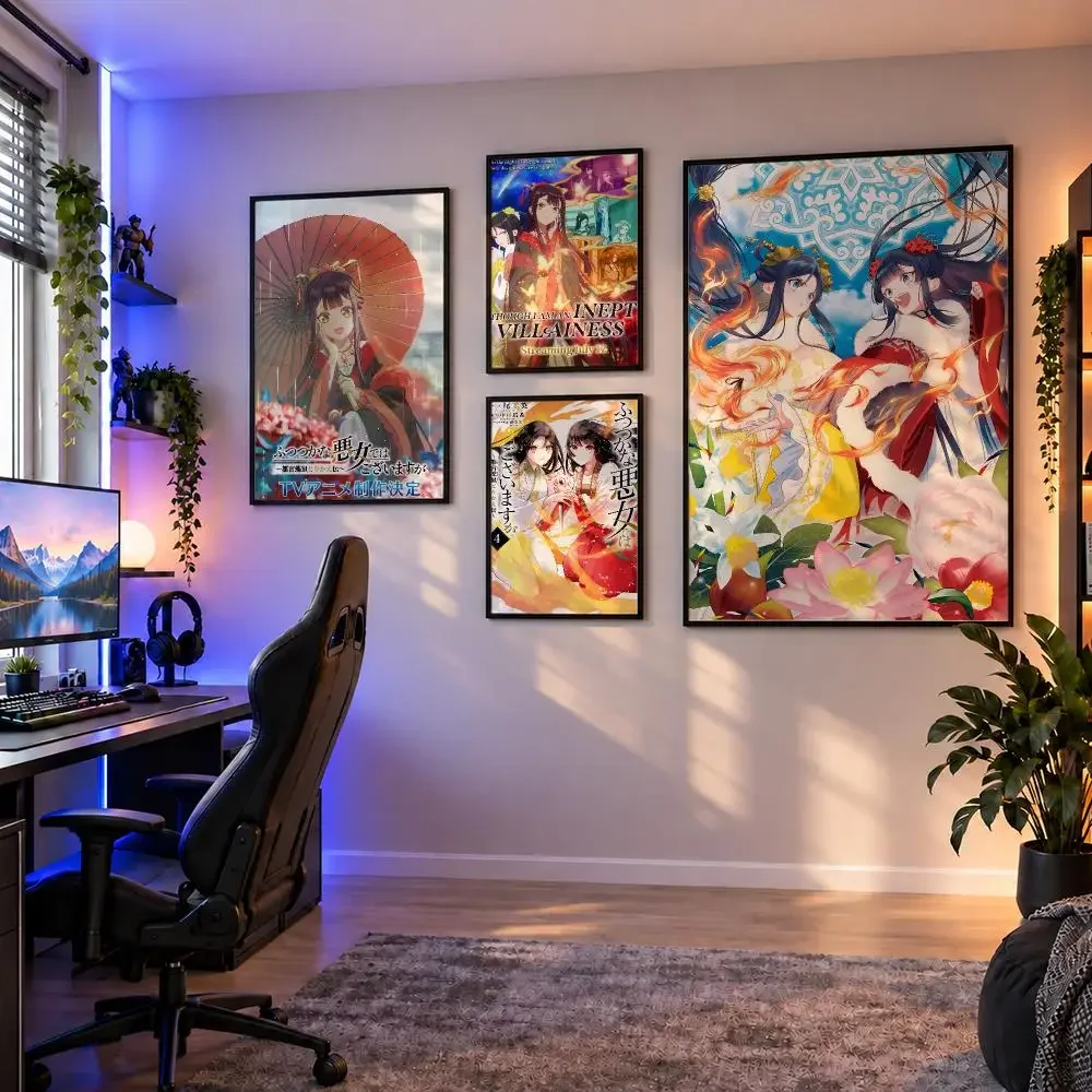 Anime Though I Am an Inept Villainess Poster Wall Art PP Waterproof HD Self Adhesive Modern Home Decor Living Room Apartment