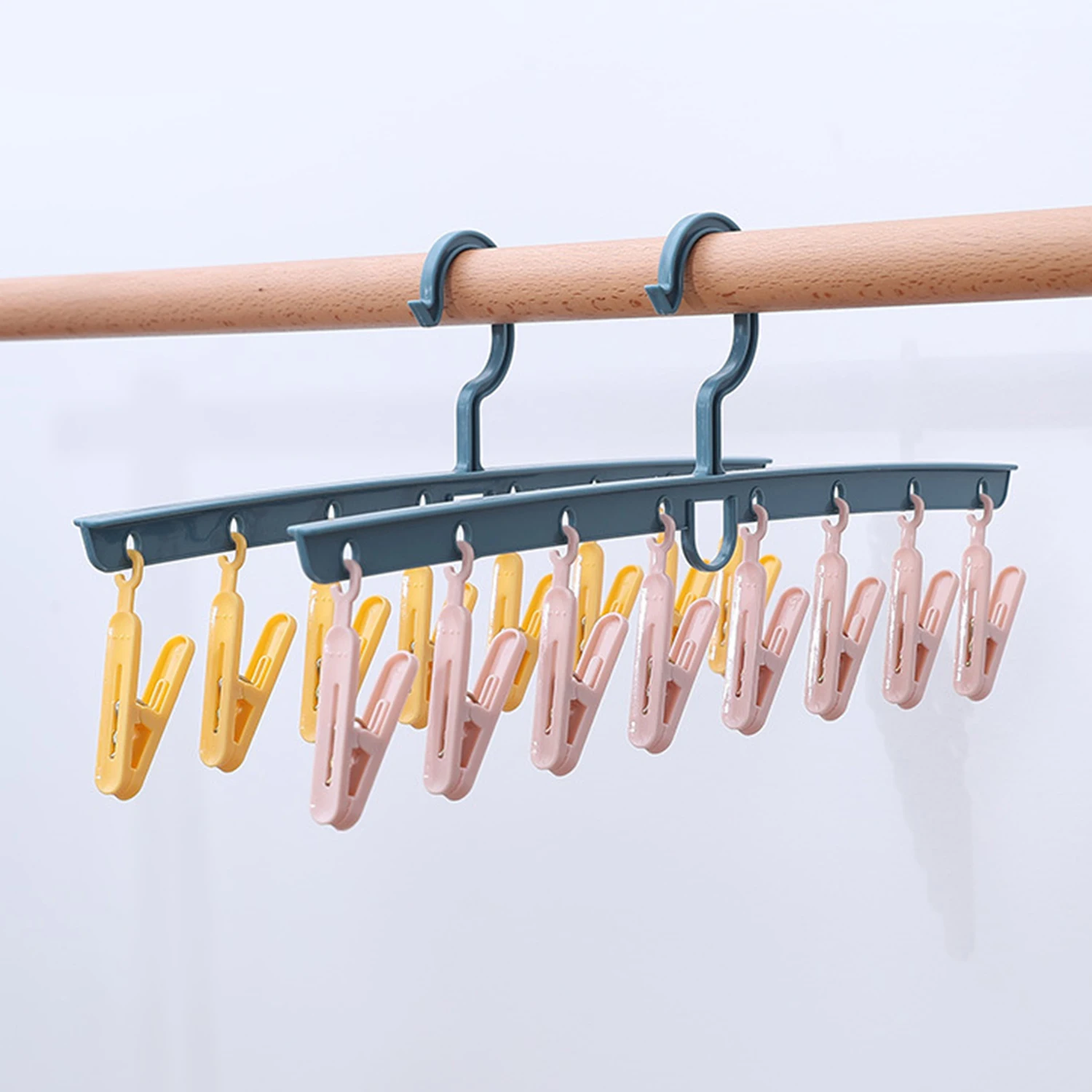 

8 Clips Multifunctional Clothes Hanger Antiskid Socks Underwear drying Clips Space Saving Clothespin Closet Organizer