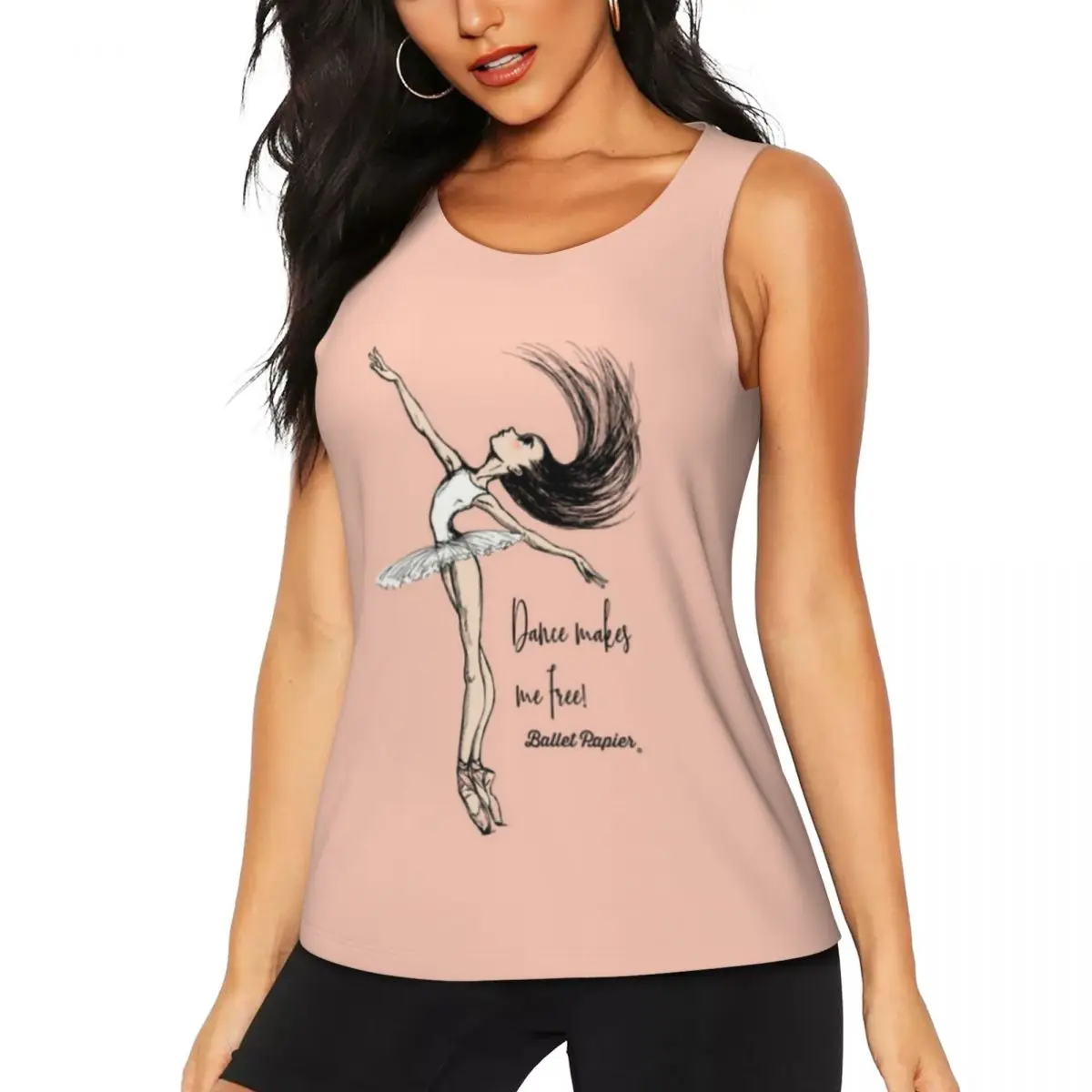 Custom Ballet Dance Makes Me Free Workout Tank Tops Women's Quick Dry Sleeveless Ballerina Dancer Yoga Shirt