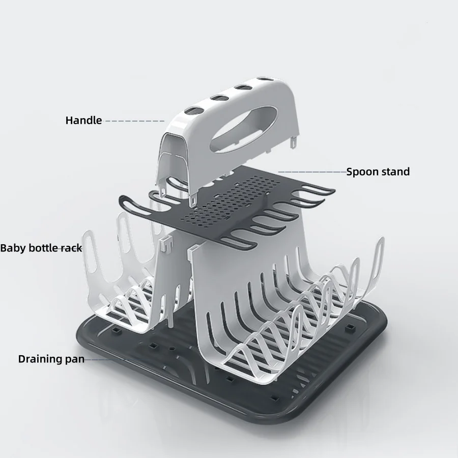 Baby Bottle Drying Rack, Easy to Disassemble, Drying Rack, Draining Rack, Water Cup, Baby Bottle, Nipple, Spoon Storage Rack