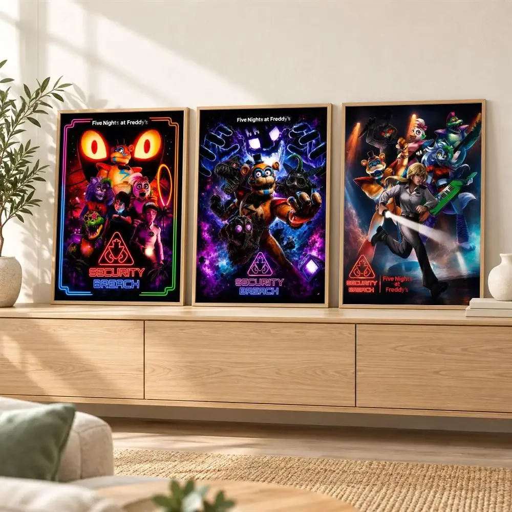 Five Nights at F-Freddy's Security Breach Poster Wall Stickers Self Adhesive Decals for Bedroom Living Room Home Decor Gift